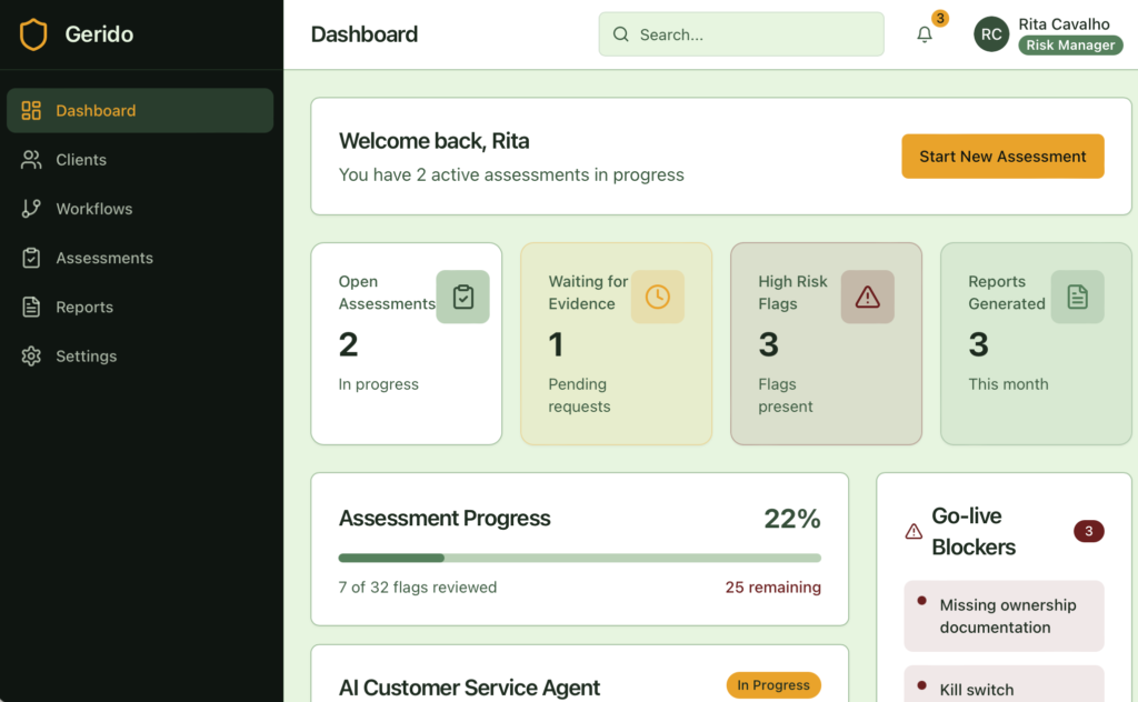 Agentic AI Risk Services - Gerido Agentic Risk Management Tool